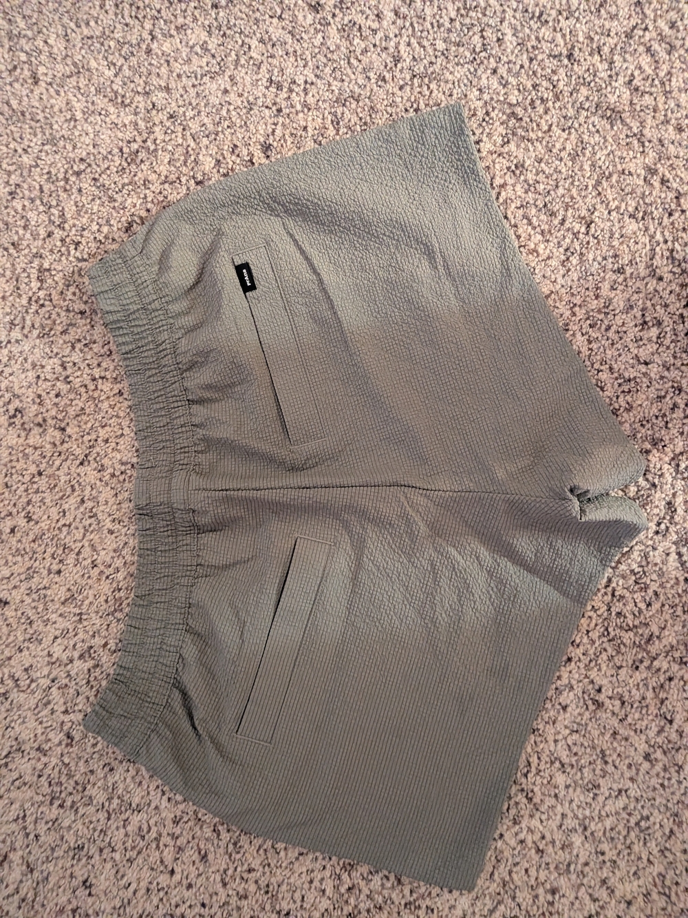 Prana Olive Green Textured Elastic-Waist Women's Shorts